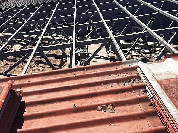 Bergvliet High roof stripped back to the steel trusses after the old asbestos cement sheets were removed